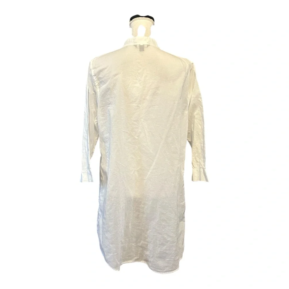 Lands End Lightweight Semi-Sheer Pin Tuck Long Sleeve Shirt Dress Coverup‎ SZ L